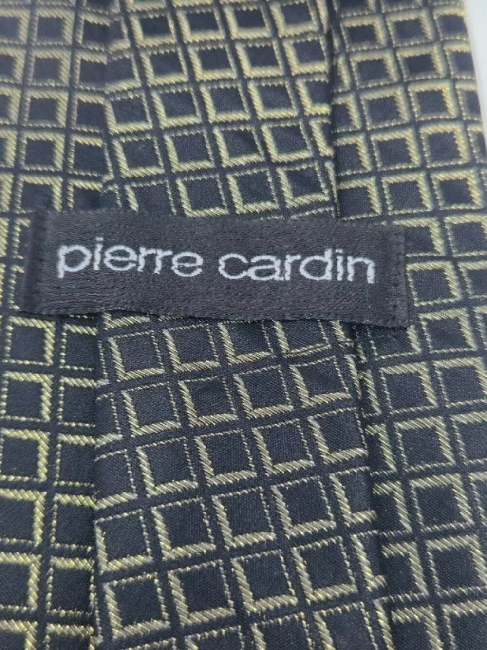 Pierre Cardin Black and Gold Geometric Matrix All Silk Tie